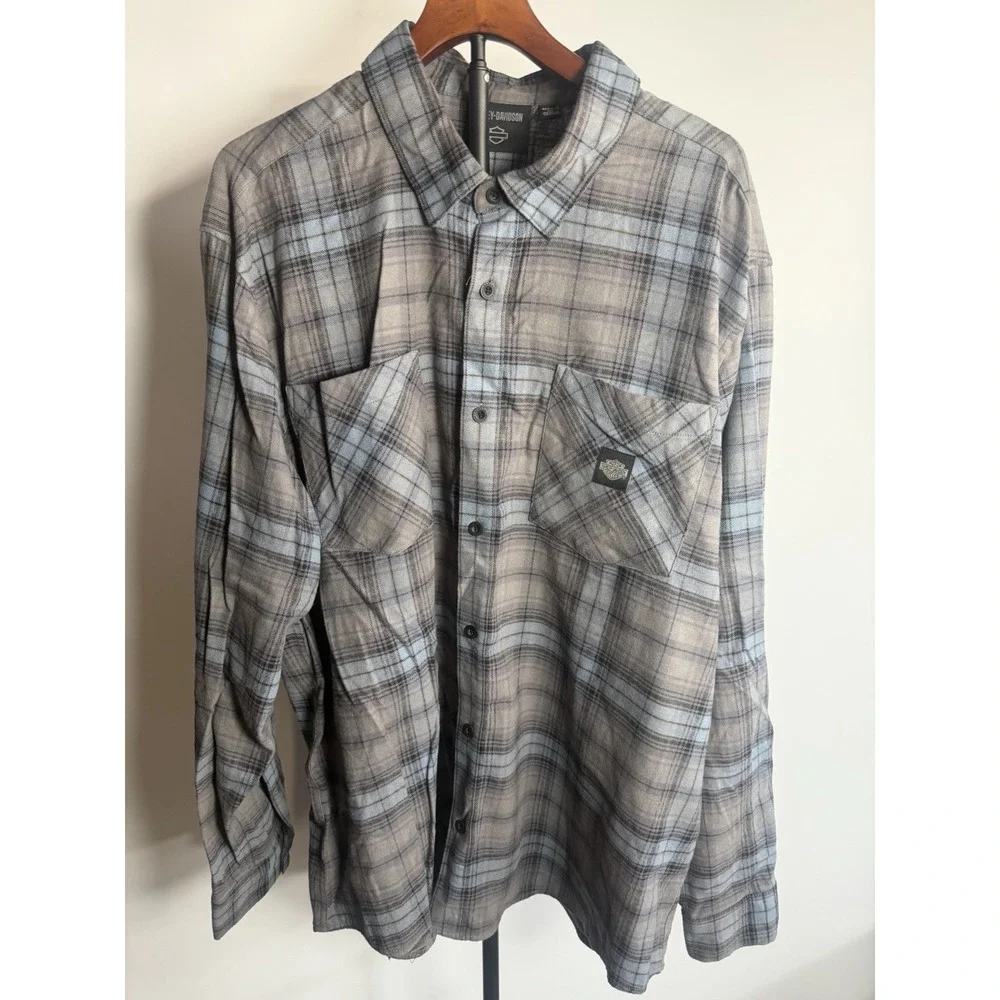 Long Sleeve Harley Davidson Flanel 2XL Garage Work Shirt
